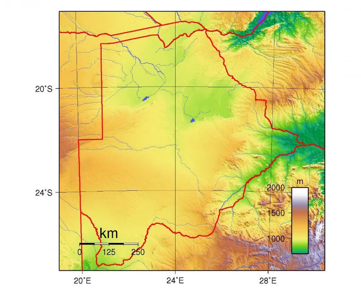 térkép Botswana fizikai