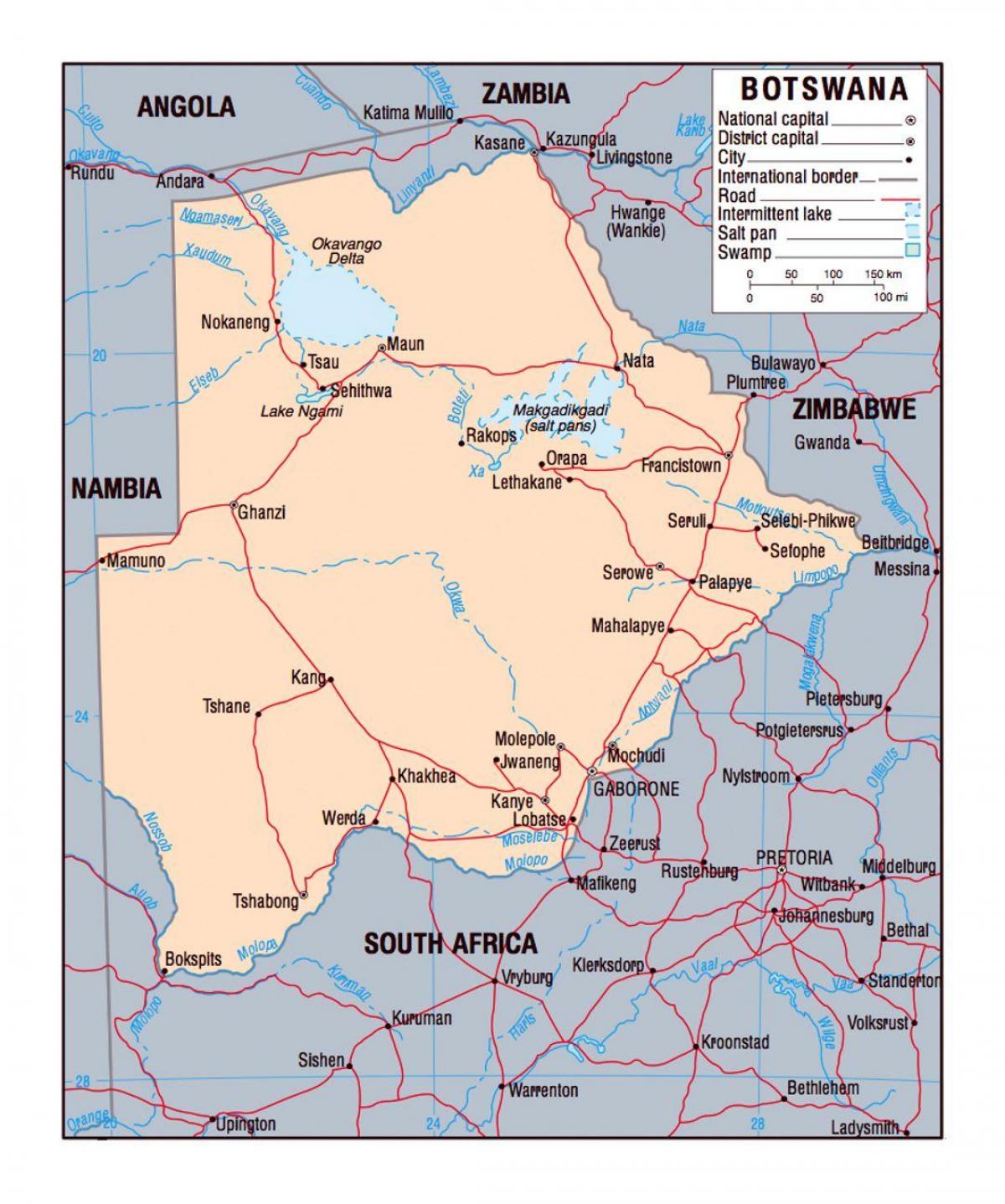 térkép Botswana politikai