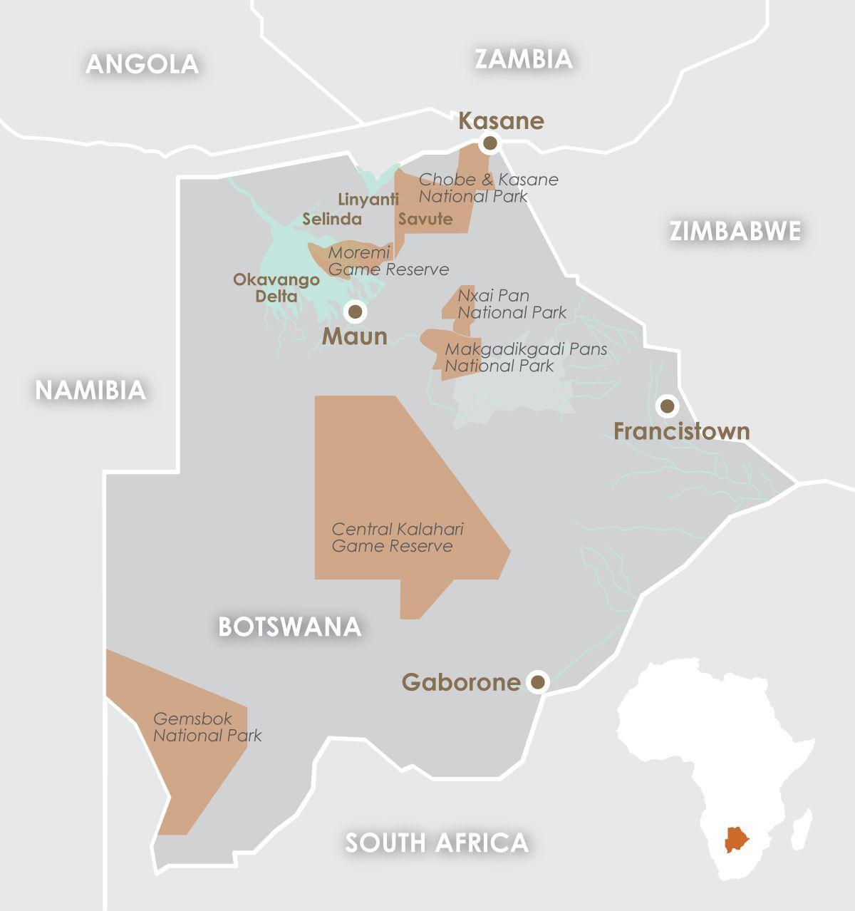térkép maun Botswana