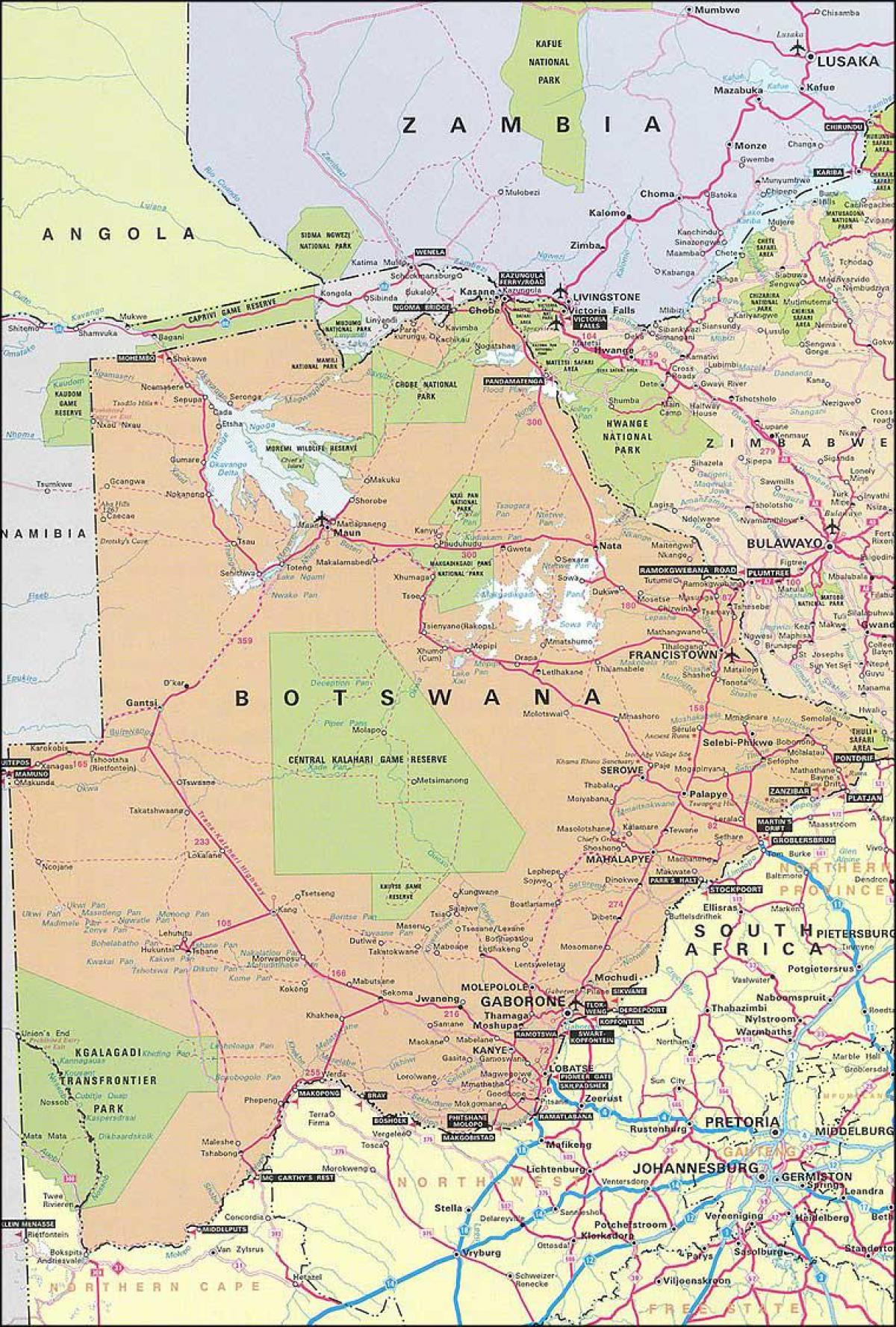 térkép részletes térképe Botswana