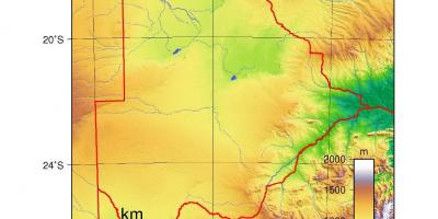 Térkép Botswana fizikai