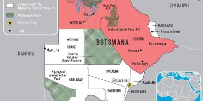 Térkép Botswana malária