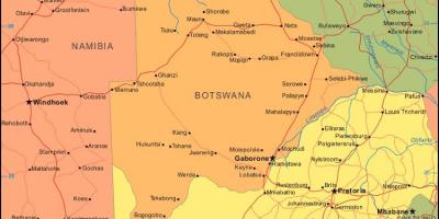 Térkép Botswana mutatja az összes falvak