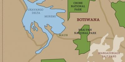 Térkép Botswana térkép nemzeti parkok
